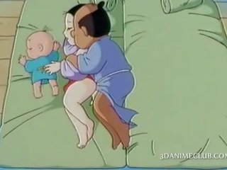 Sexually aroused anime husband nailing hard his wifes pussy
