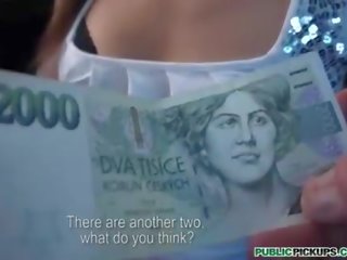 Enticing amateur paid money for public sex clip clip