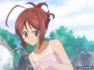 Redhead hentai mistress gets fondled on her sensational bath