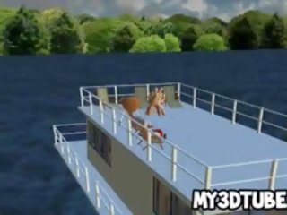 Foxy 3d dibujos animados rubia miel consigue follada en un barco